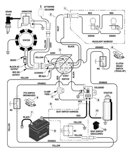 Electrical System Diagram and Parts List for 405601X50A 2003 Briggs and Stratton Lawn Tractor